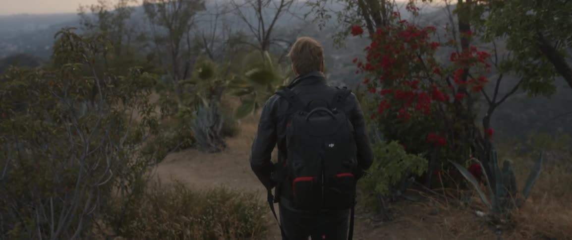 A hiker walks in the wilderness with a backpack