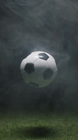 A view of a soccer ball in the air