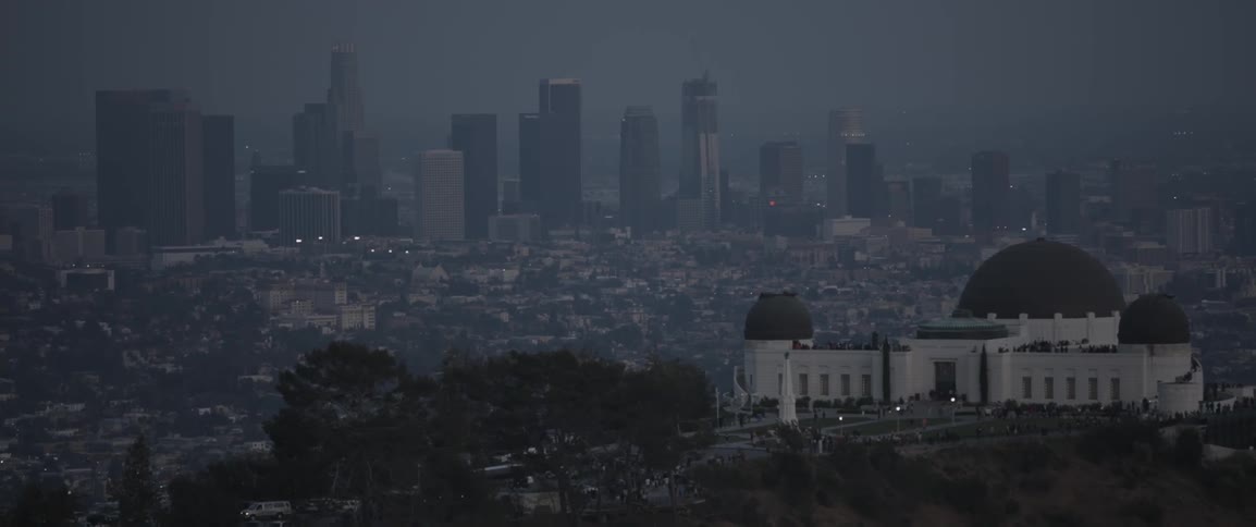 View of a city in the evening