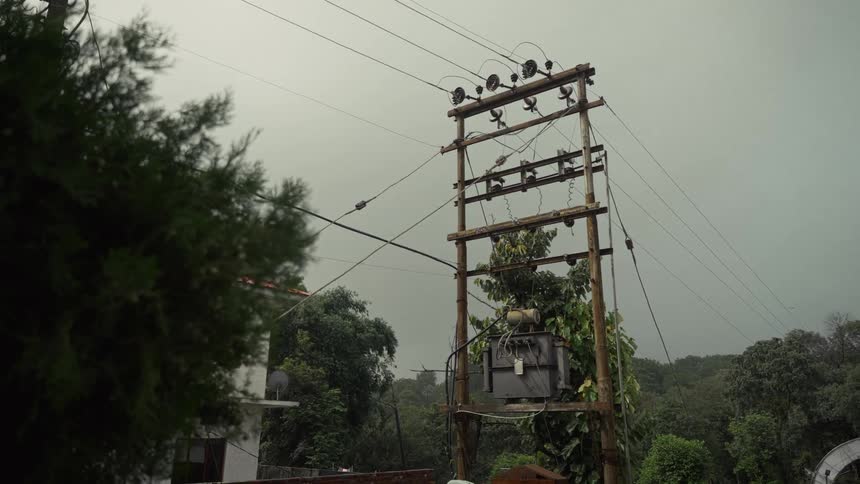 A large telephone pole