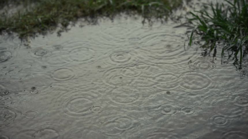 A view of some rain on a lake