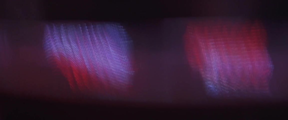Red and blue lights flicker and flash