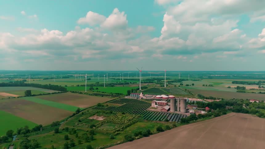 A massive farm has several fields ready to plant