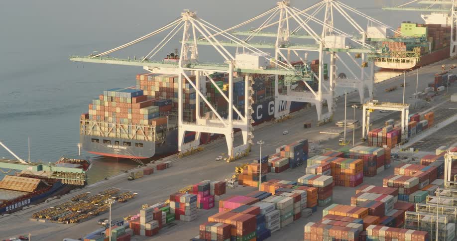 A shipyard full of cargo