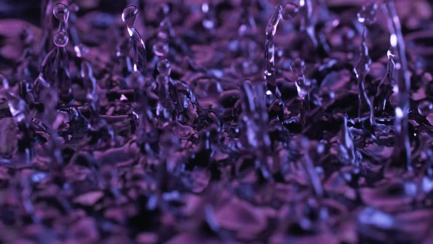 A slow motion view of water drops