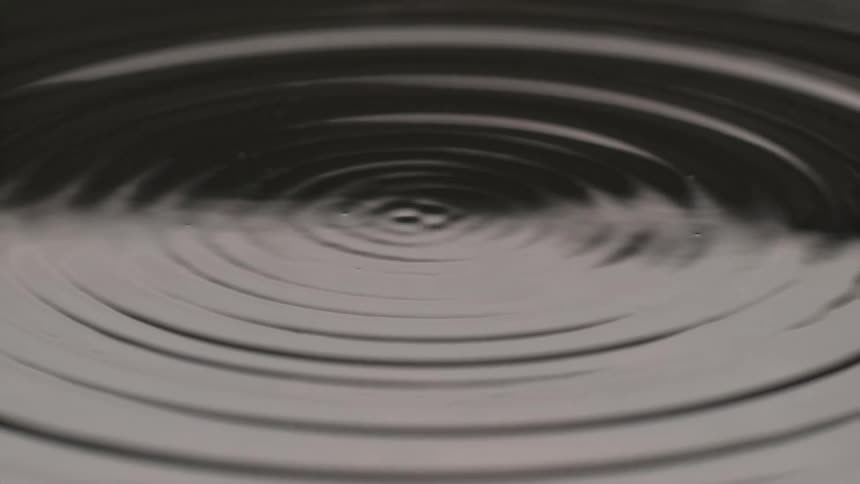 A view of water drops on ripples