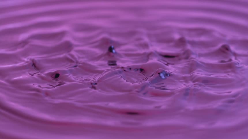 A close up of ripples and drops in water