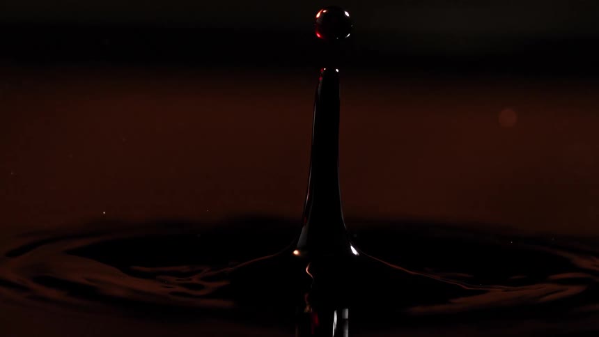 Drop of water falls and splashes into a pool