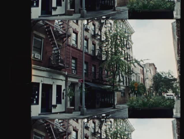Plants fill large planters lining the street passing an apartment building