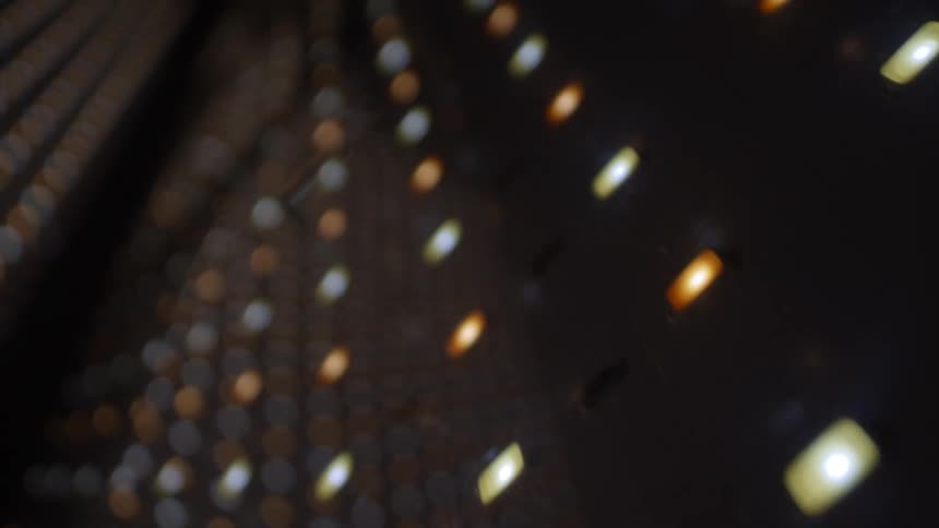 An array of multiple different colors of lights are illuminated
