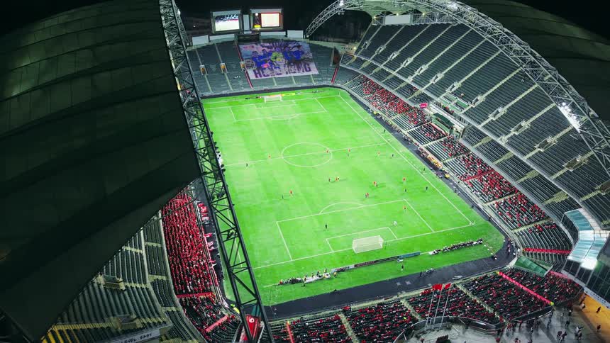 A group of people at a soccer game