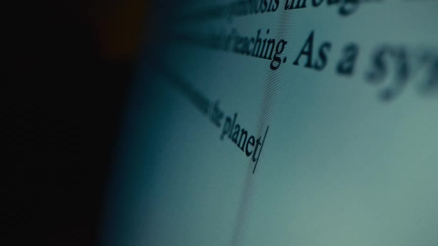 Text is being typed on the screen