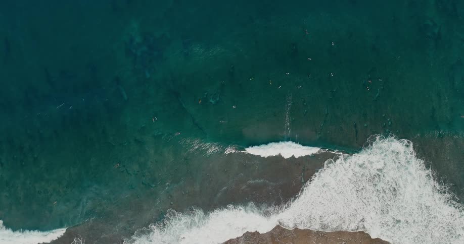 Waves forming near the shore seen from above