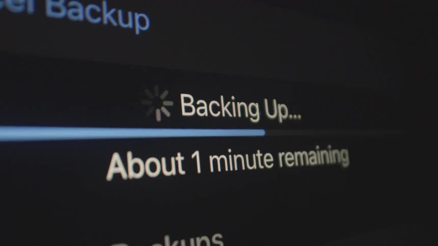 Animation on a computer screen as backup is in progress
