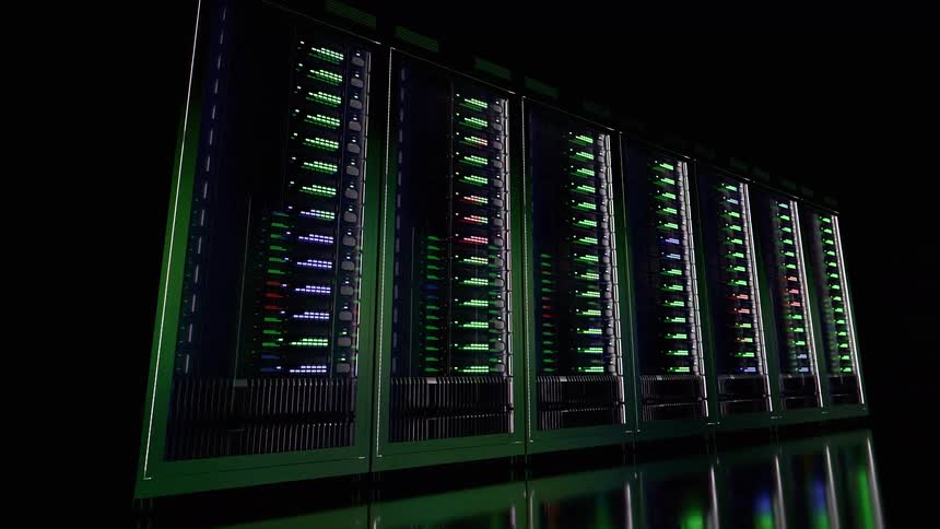 A view of some servers in a room