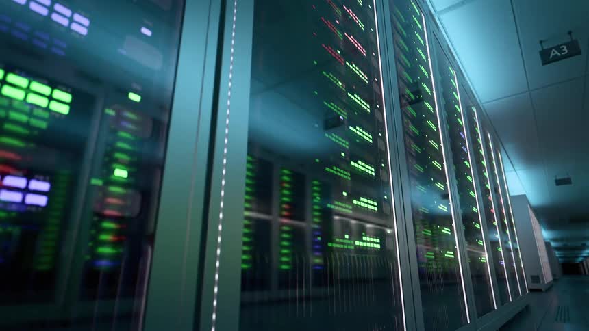 A view of server racks in a room