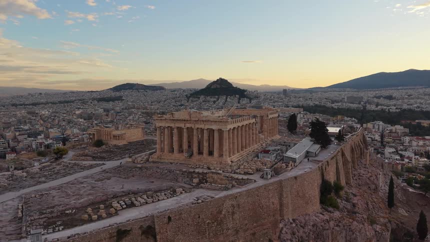 A landmark is on a fortress above the city