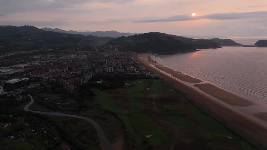 The sun is rising on the village