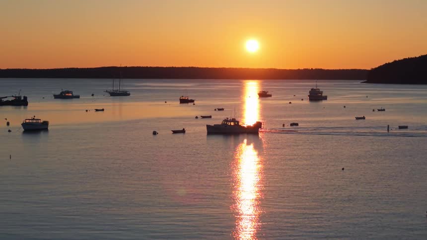 Boats are anchored all over the coast line