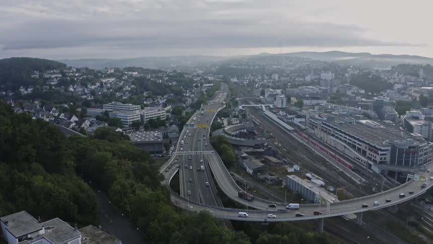 An aerial view of roads in a city