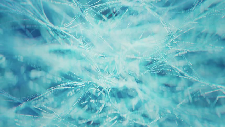 Bluish intertwined fibers appear in macro with fiber details