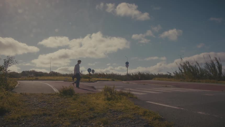 A man walking down a street