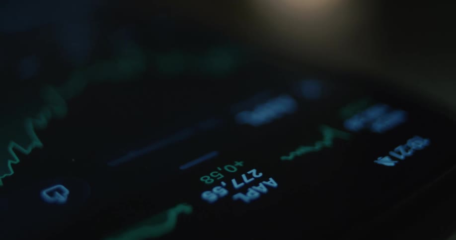 A price chart of stocks is displayed on a computer screen
