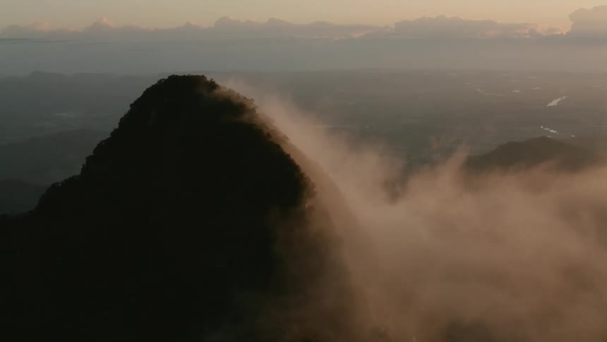An aerial view of a mountain peak