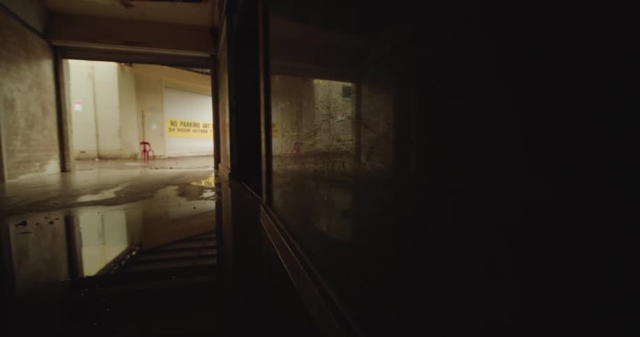 A view of some water flooding a building
