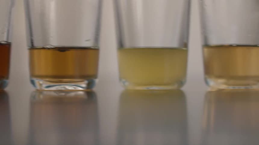 A lineup of glasses of tea