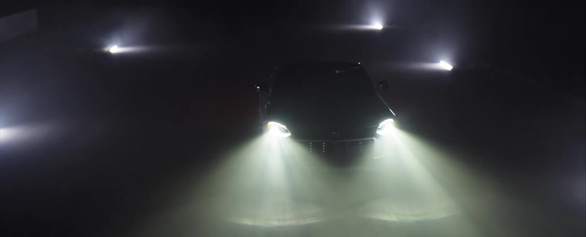 A car driving at night