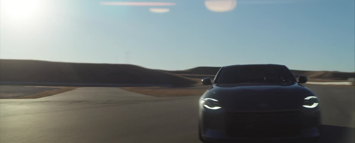 The sports car is turning back and forth on the race track
