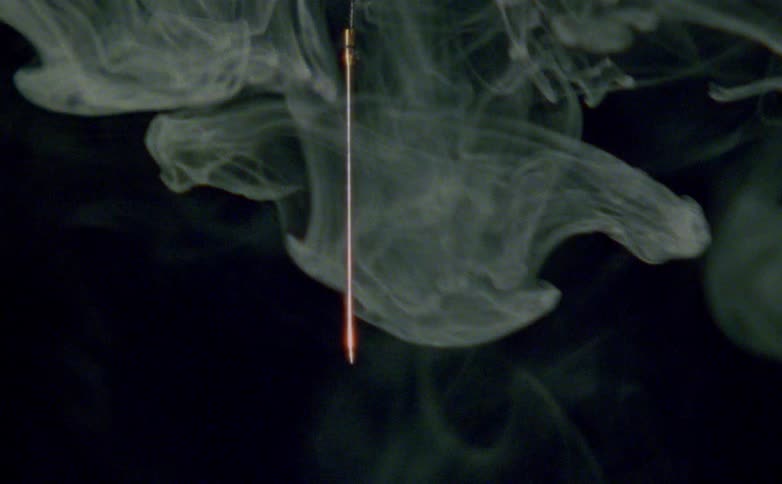 A view of smoke near a red line