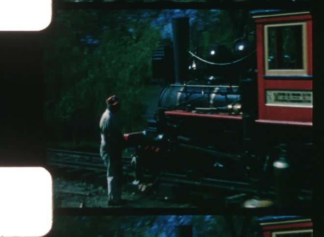 The man is working on the stopped train