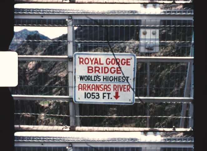 royal gorge 1970 world's highest arkansas river The sign on the mountain gives the height drop