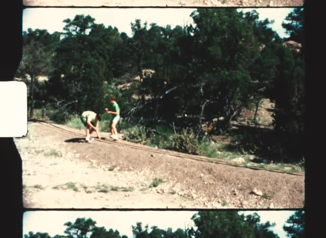 The children race on the trail