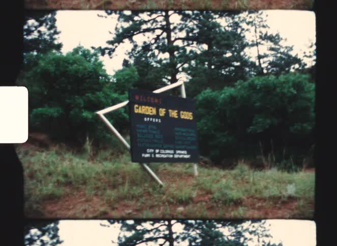 garden of the gods 1970 A sign outside the entrance to a forest