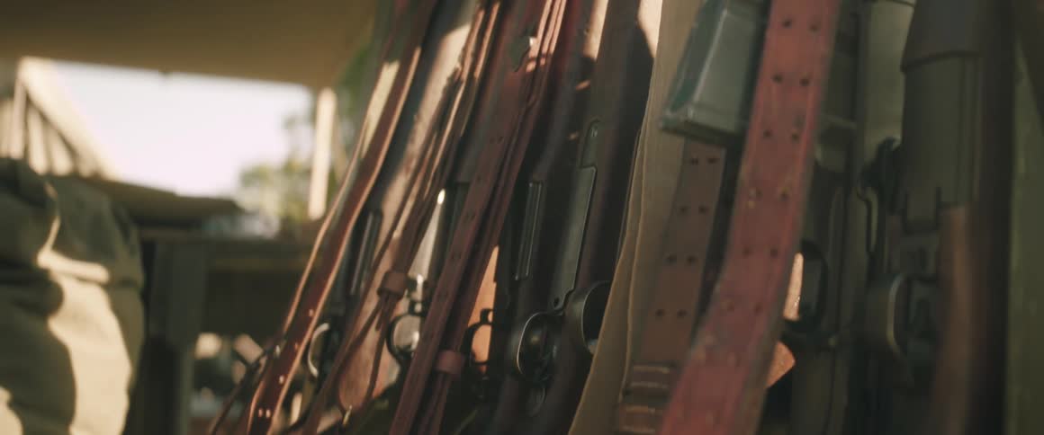 A view of some guns in a military vehicle
