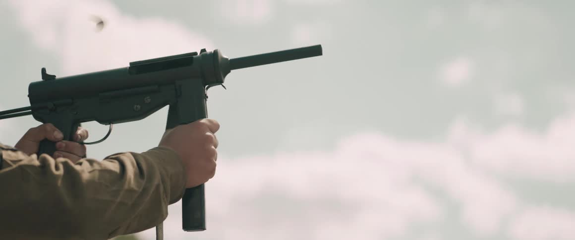 A soldier shooting a gun