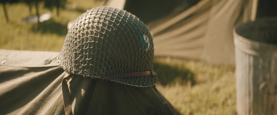 A view of a military helmet