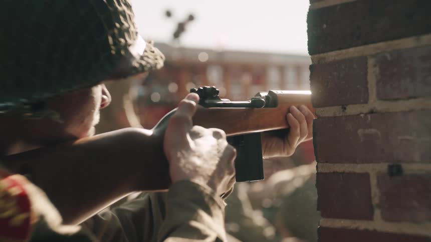 A view of a soldier shooting a gun