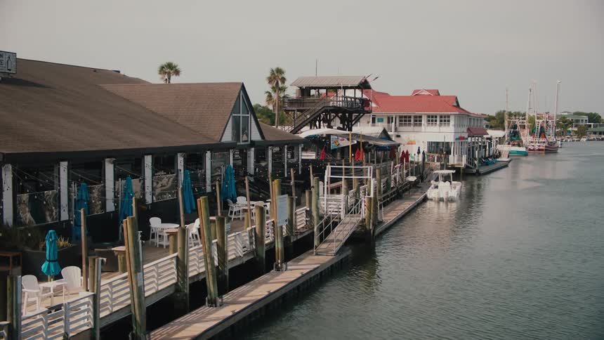 Restaurants are right on the river bed