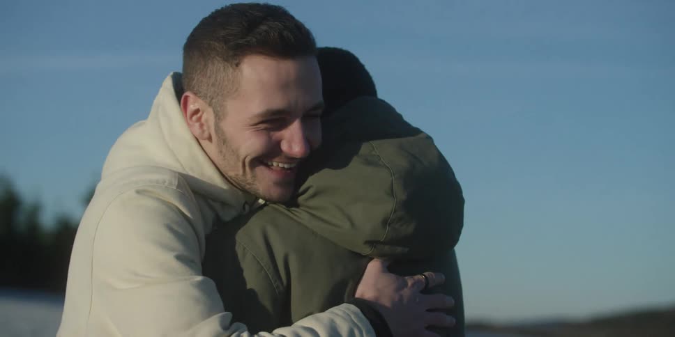 The man and woman hug
