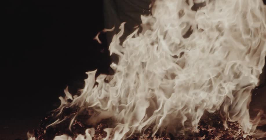 Person running through the fire