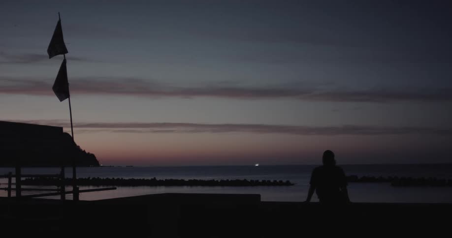 The person is on the beach watching the sunrise