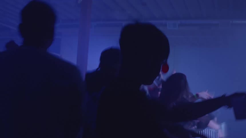 A group of people dancing in a club