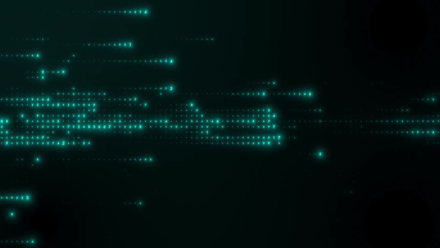 Luminous lines and dots spread across a dark background