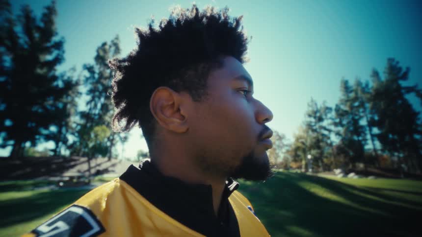A football player outdoors