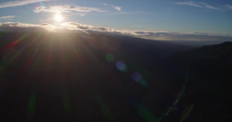 The silhouette of a mountain range at sunset