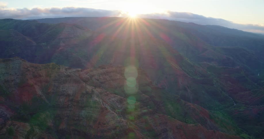 An aerial view of a rocky canyon